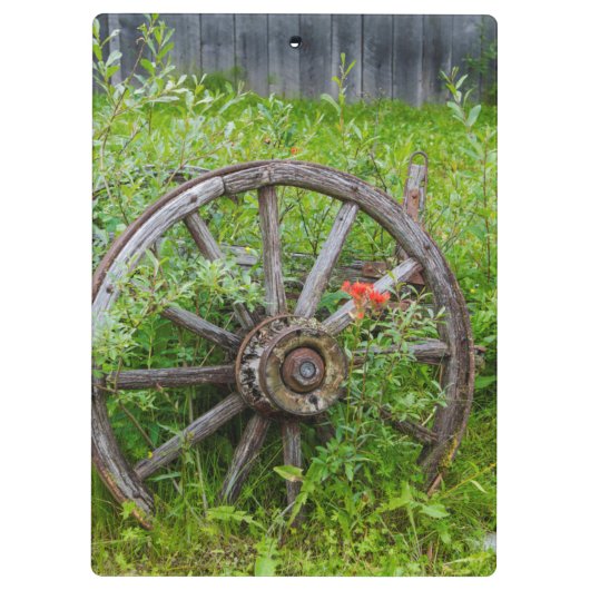 古い歴史的な古い金ゴールドの町3を荷馬車の車輪 クリップボード (裏面)