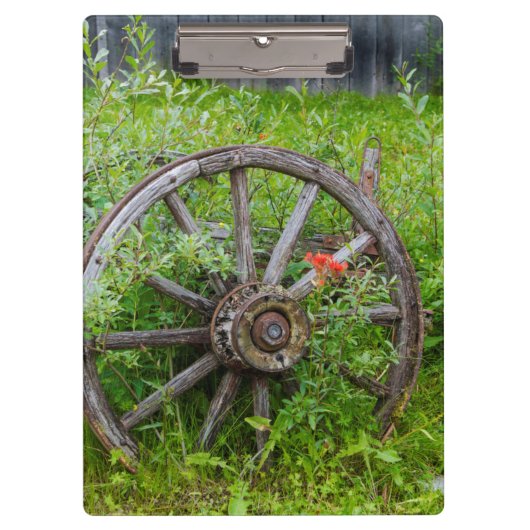 古い歴史的な古い金ゴールドの町3を荷馬車の車輪 クリップボード (正面)