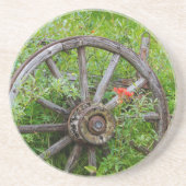 古い歴史的な古い金ゴールドの町3を荷馬車の車輪 コースター (正面)
