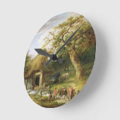 古い水製造所1790年(キャンバスの油) ラウンド壁時計 (傾斜)