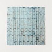 古い汚れた白レンガの壁の背景の抽象的、年齢 タペストリー (正面(横))