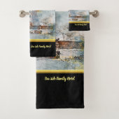 古い沿岸のライトハウス航海のとロマンチックな金ゴールド バスタオルセット (インサイチュ)