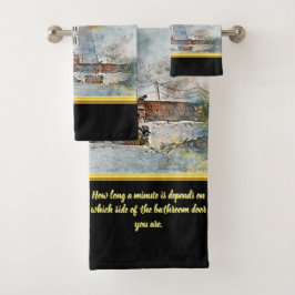 古い沿岸のライトハウス航海のとロマンチックな金ゴールド バスタオルセット