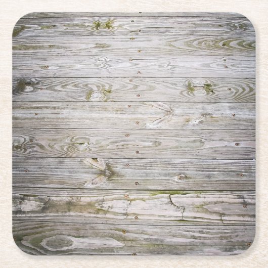 古い波止場木 スクエアペーパーコースター (正面)