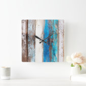 古い流木時計 スクエア壁時計 (ホーム)