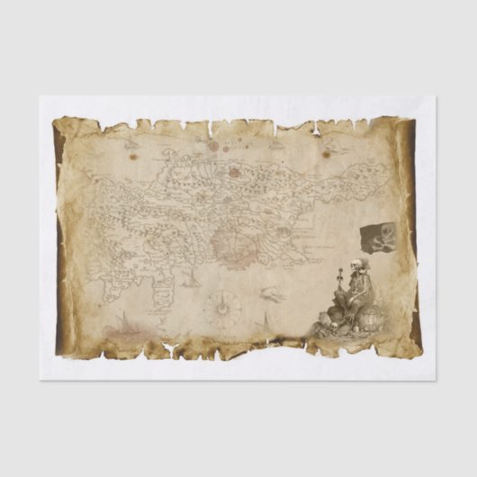 古い海賊マップスケルトンスカルボーンフラグの切り離し 薄葉紙 (正面)