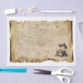 古い海賊地図トレジャーチェストコンパスのデコップページ 薄葉紙 (クラフト)