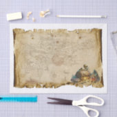 古い海賊地図トレジャーチェストスカル骨の切り離し 薄葉紙 (クラフト)