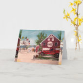 古い消防署、挨拶状のジュネーブの絵画 カード (黄色い花)