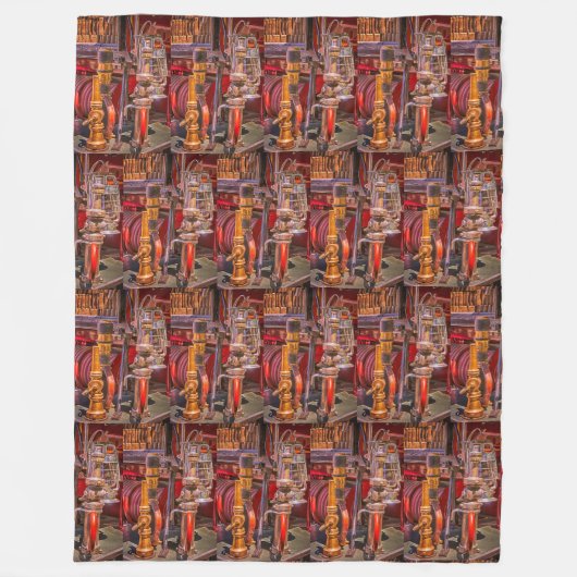 古い消防車に乗って フリースブランケット (正面)