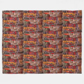 古い消防車に乗って フリースブランケット (正面(横))