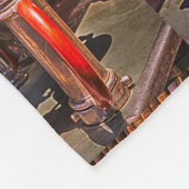 古い消防車に乗って フリースブランケット (角)