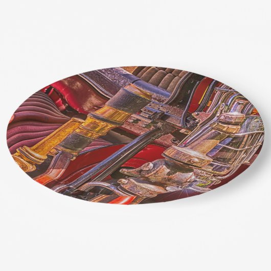 古い消防車に乗って ペーパープレート (アングル)