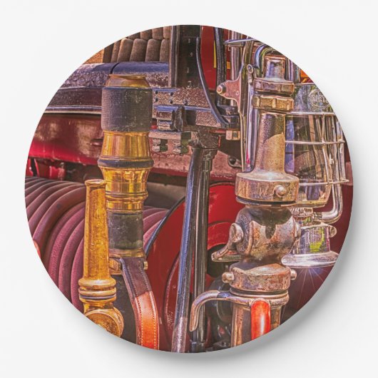 古い消防車に乗って ペーパープレート (正面)