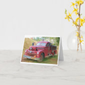 古い消防車 カード (黄色い花)