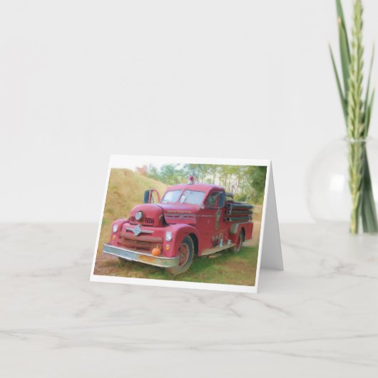 古い消防車 カード (正面)