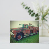 古い消防車 ポストカード (スタンド正面)