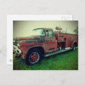 古い消防車 ポストカード (正面/裏面)
