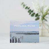 古い港、ポートランドメインの海岸のヨット ポストカード (スタンド正面)