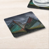 古い漁船 スクエアペーパーコースター (アングル)