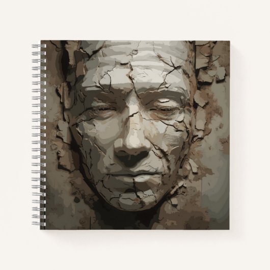 古い漆喰から突き出た人間の顔 ノートブック (正面)