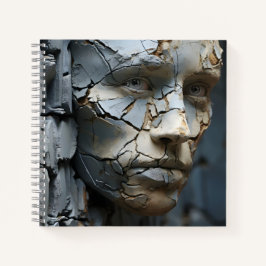古い漆喰から突き出た女性の顔 ノートブック