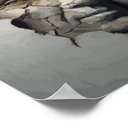 古い漆喰から突き出た老人顔 ポスター (角)