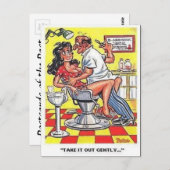 古い漫画はがき – 漫画 – 歯医者 ポストカード (正面/裏面)