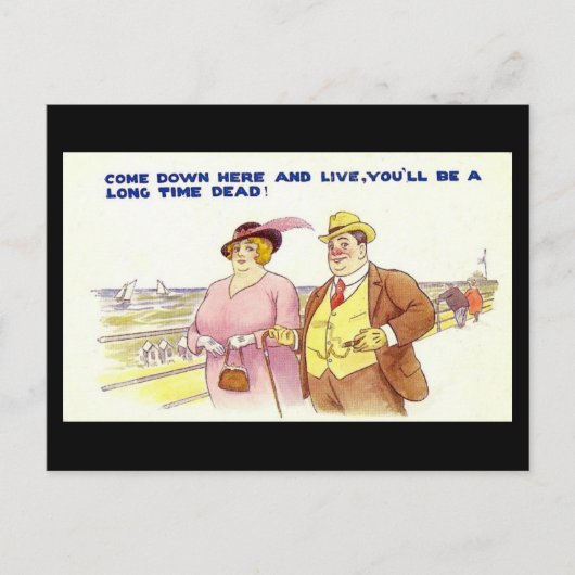古い漫画はがき – 長い時間死亡 ポストカード (正面)