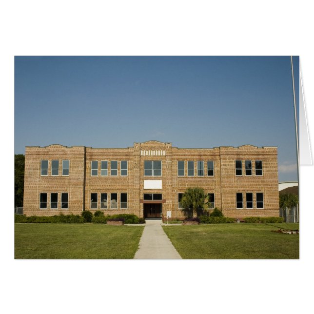 古い煉瓦学校の建物カード (正面横)