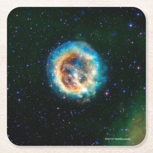 古い爆発に新しい次元を加えるE0102 スクエアペーパーコースター (正面)