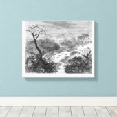 古い版木、銅版、版画 – 牛の風景 キャンバスプリント (インサイチュ (ウッドフロア))