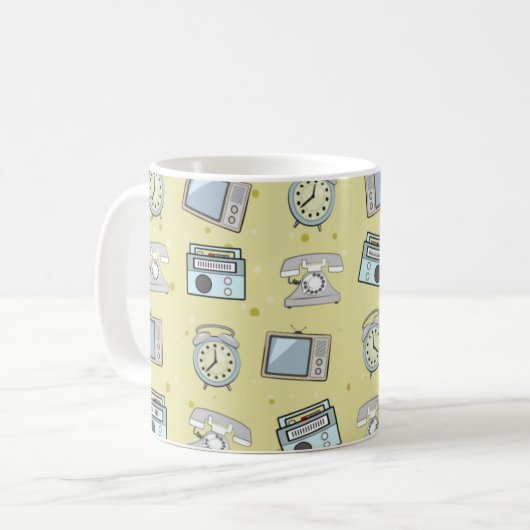 古い物パターン コーヒーマグカップ (正面左)