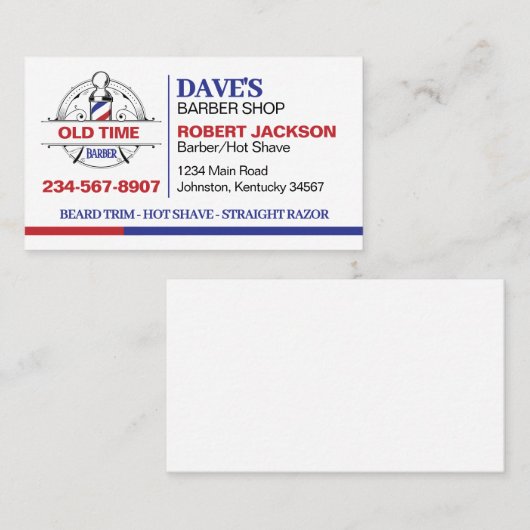 古い理容師店 名刺 (正面/裏面)