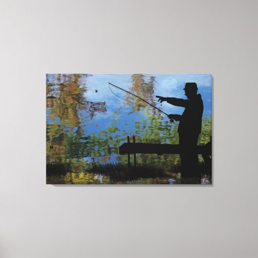 古い男性魚釣り退職キャンバス印刷 キャンバスプリント (正面)