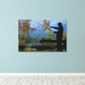 古い男性魚釣り退職キャンバス印刷 キャンバスプリント (インサイチュ (ウッドフロア))