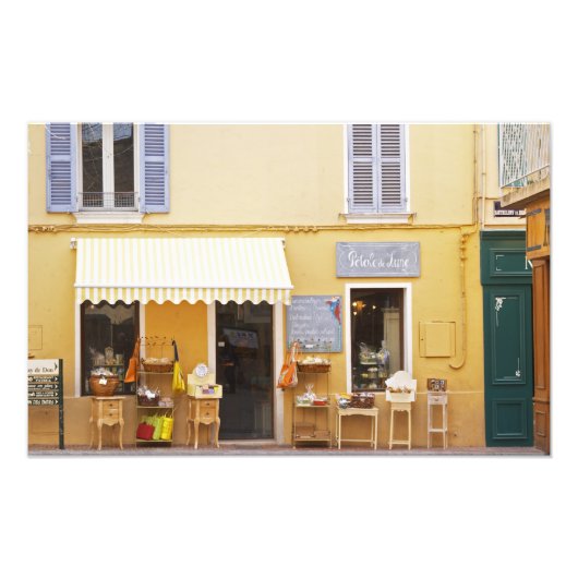 古い町の市場通りと店 フォトプリント (正面)