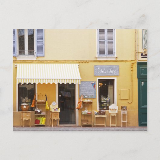 古い町の市場通りと店 ポストカード (正面)