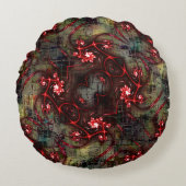 古い画像の上の奇妙なフラクタルの大規模なレポート ラウンドクッション (正面)