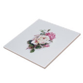 古い白ファッションド/ピンクのバラ – 白の背景 タイル (側面)