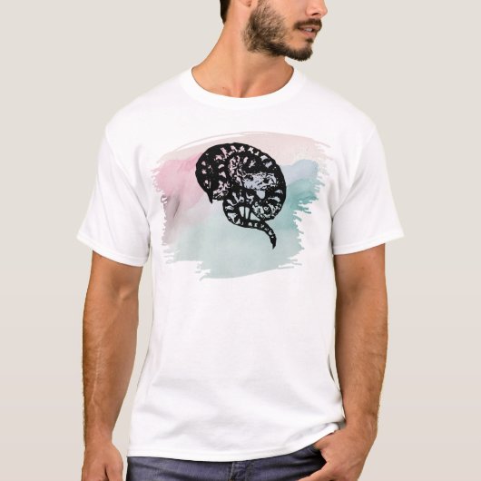古い皮の牛のヘビをカラー数々ので流す Tシャツ (正面)