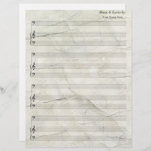 古い皺になったシ空白のートミュージックベースクレフ、 音符記号 (正面/裏面)