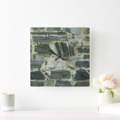 古い石塀 スクエア壁時計 (ホーム)