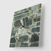 古い石塀 スクエア壁時計 (傾斜)