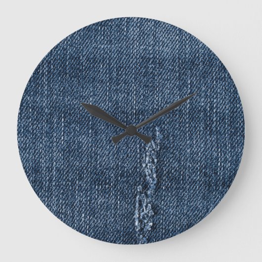 古い破れたデニム：ジーンズのテクスチャ。 ラージ壁時計 (正面)