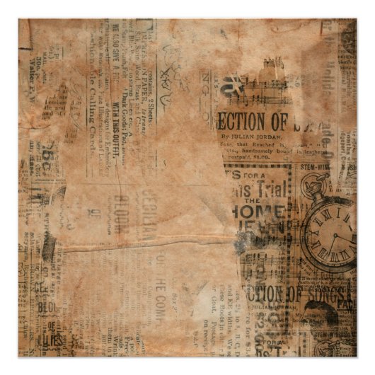 古い破れたヴィンテージ新聞1 ポスター (正面)