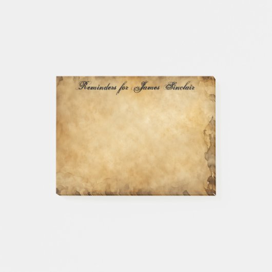 古い破擦り切れた裂パーチメント紙グランジ ポストイット (正面)