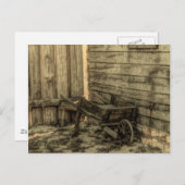 古い窓の木製の手押し車の素朴な農家 ポストカード (正面/裏面)