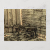 古い窓の木製の手押し車の素朴な農家 ポストカード (正面)