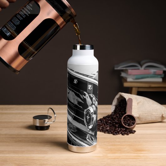 古い筋肉のクラシック車の詳細ドライバ ウォーターボトル (コーヒー)